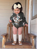 Olive Floral Sweater Romper 2T, 3T,5T