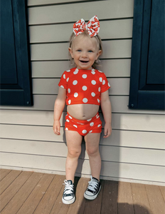 White & Red Polka Dot Crop Top 12M to 6T