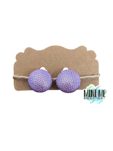 Clip On Purple Glitter Earrings